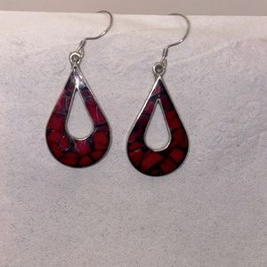 Cloisonné on silver earrings